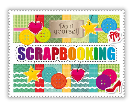 Scrapbooking arts and crafts vector card