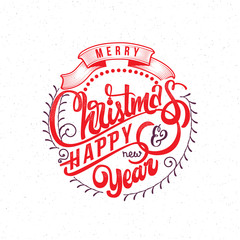 Merry christmas and happy new year 2017 hand-lettering text . Handmade vector calligraphy for your design
