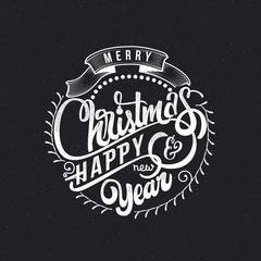 Merry christmas and happy new year 2017 hand-lettering text . Handmade vector calligraphy for your design