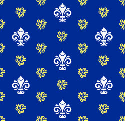 Seamless vector colored ornament. Modern geometric pattern with royal lilies