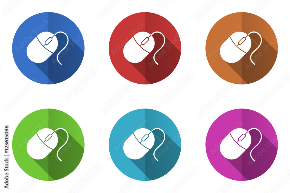 Poster flat design colorful mouse vector icons