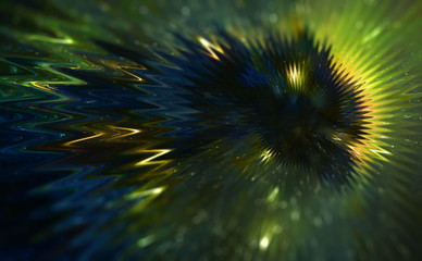 Cosmic dragon in space and stars, green cosmic abstract background. wavy linear effect, abstract version.