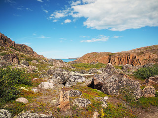 Barents Sea coast in the north of Russia