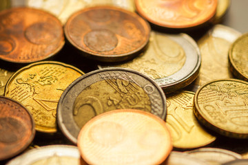 Background of Euro coins money (European currency)
