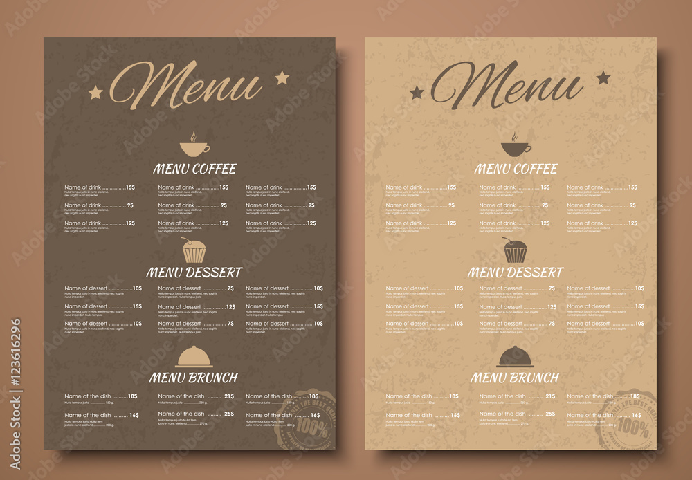 Aufkleber design a menu for the cafe, shops or caffeine in a retro style