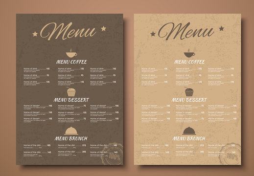Design a menu for the cafe, shops or caffeine in a retro style