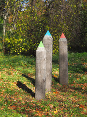 statues in the form of pencils