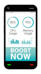 smartphone with task manage boost application