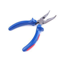 Blue pliers on a white background