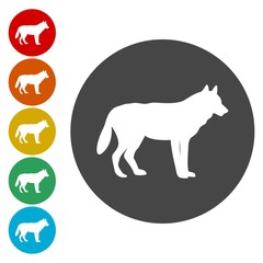 Silhouette wolf with, sign, logo 