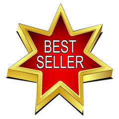 Bestseller star button - 3D illustration