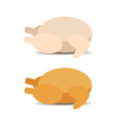 Turkey. Turkey meat raw and roasted bird. Vector icon