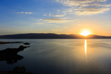 Great lake and sunset views
