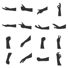Hand silhouette - vector illustration icon set