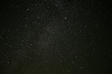 Long exposure of the stars lake and trees