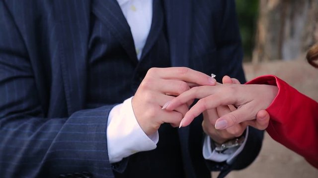 Happy woman feeling emotion getting ring for wedding proposal