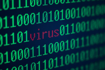 Internet security concept for virus, unsecured system and hacking