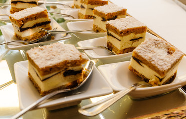Cheese cake a fette. fuoco selettivo