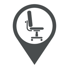 Icono plano localizacion silla oficina gris