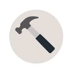 Icono plano martillo gris en circulo gris