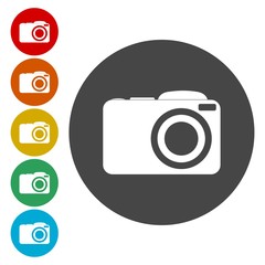 Vector camera circle icon on white background 