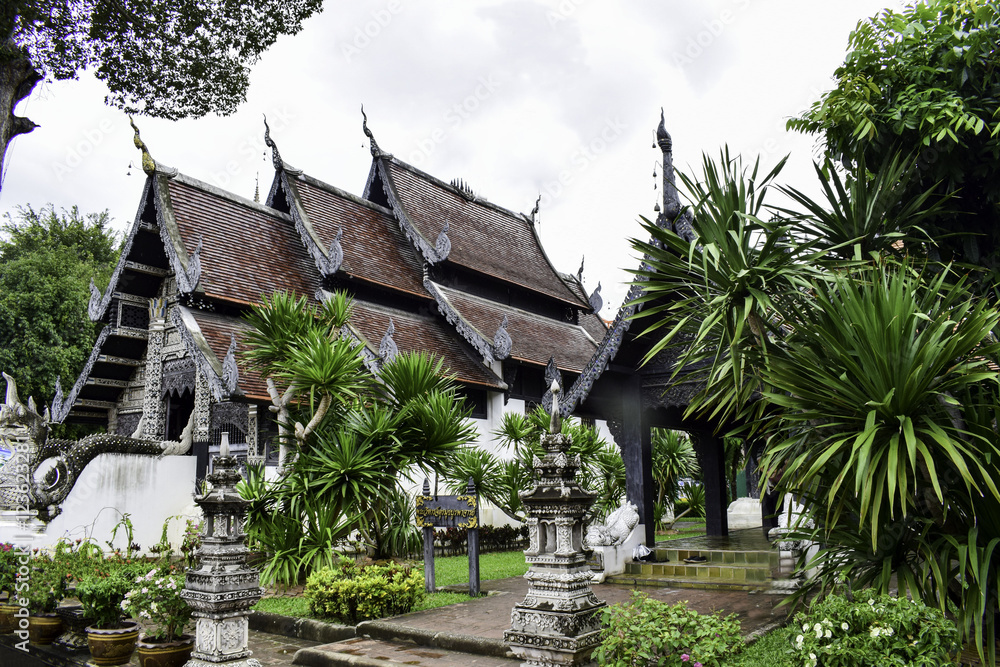 Wall mural temple in chiang mai, thailand