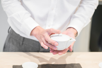 Pouring tea. Chineese tea ceremony

