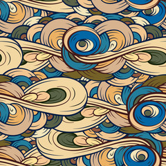 Abstract tangle loops seamless pattern