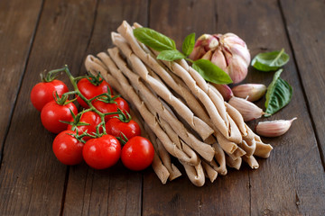 Whole wheat pasta, vegetables and  herbs