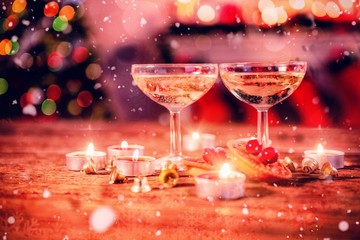 Composite image of glowing christmas background