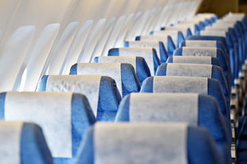 Fototapeta premium Blue airplane empty seats