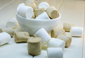 marshmallow white and coffee-colored
