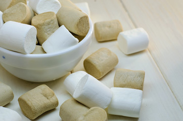 marshmallow white and coffee-colored