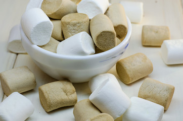 marshmallow white and coffee-colored