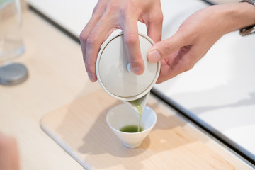 Pouring tea. Chineese tea ceremony
