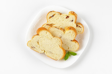 slices of Christmas sweet braided bread