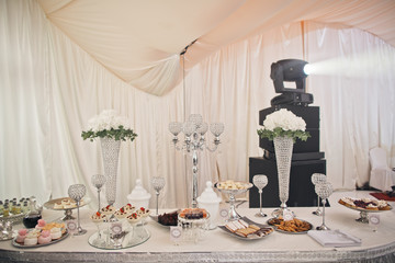 The decorations on the buffet table