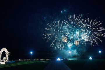Fototapeta na wymiar The fireworks at the night