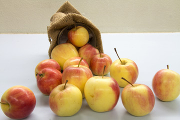 red apple in bag