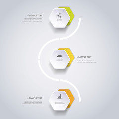 Infographic Concept with Hexagons - Flow Chart Design - Timeline