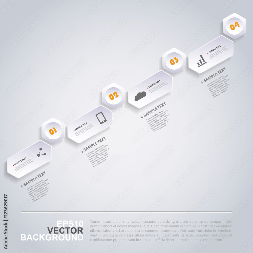 Poster infographic concept with hexagons - flow chart design - timeline