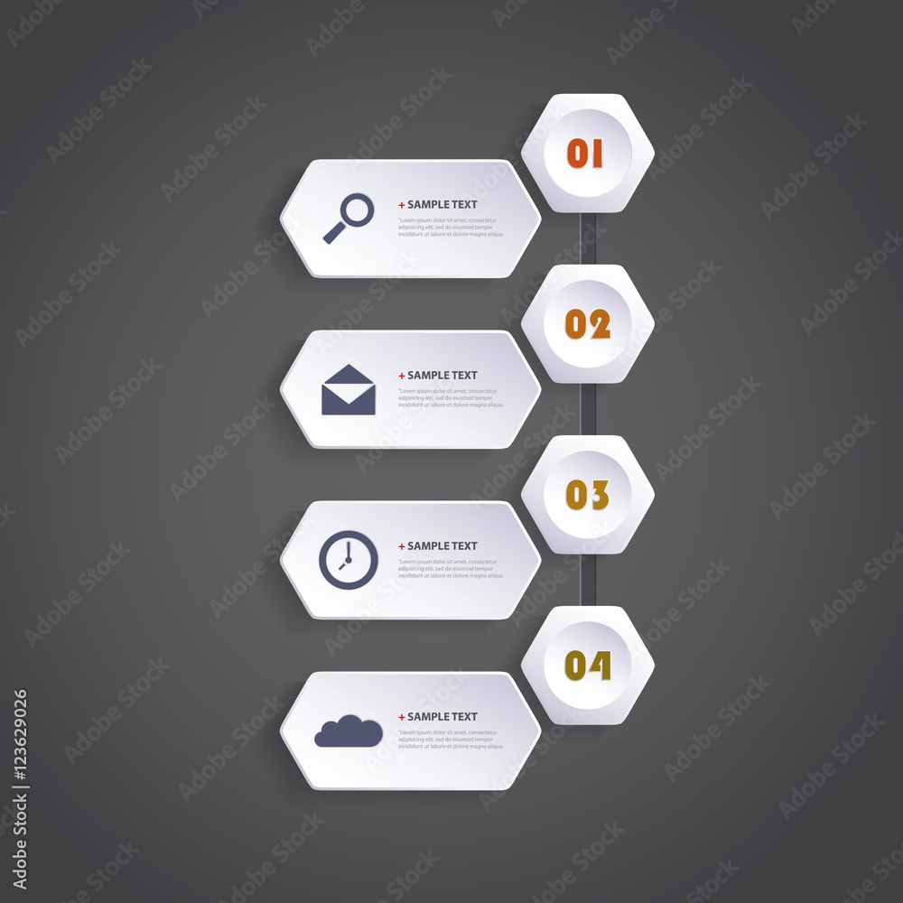 Poster infographic concept with hexagons - flow chart design - timeline
