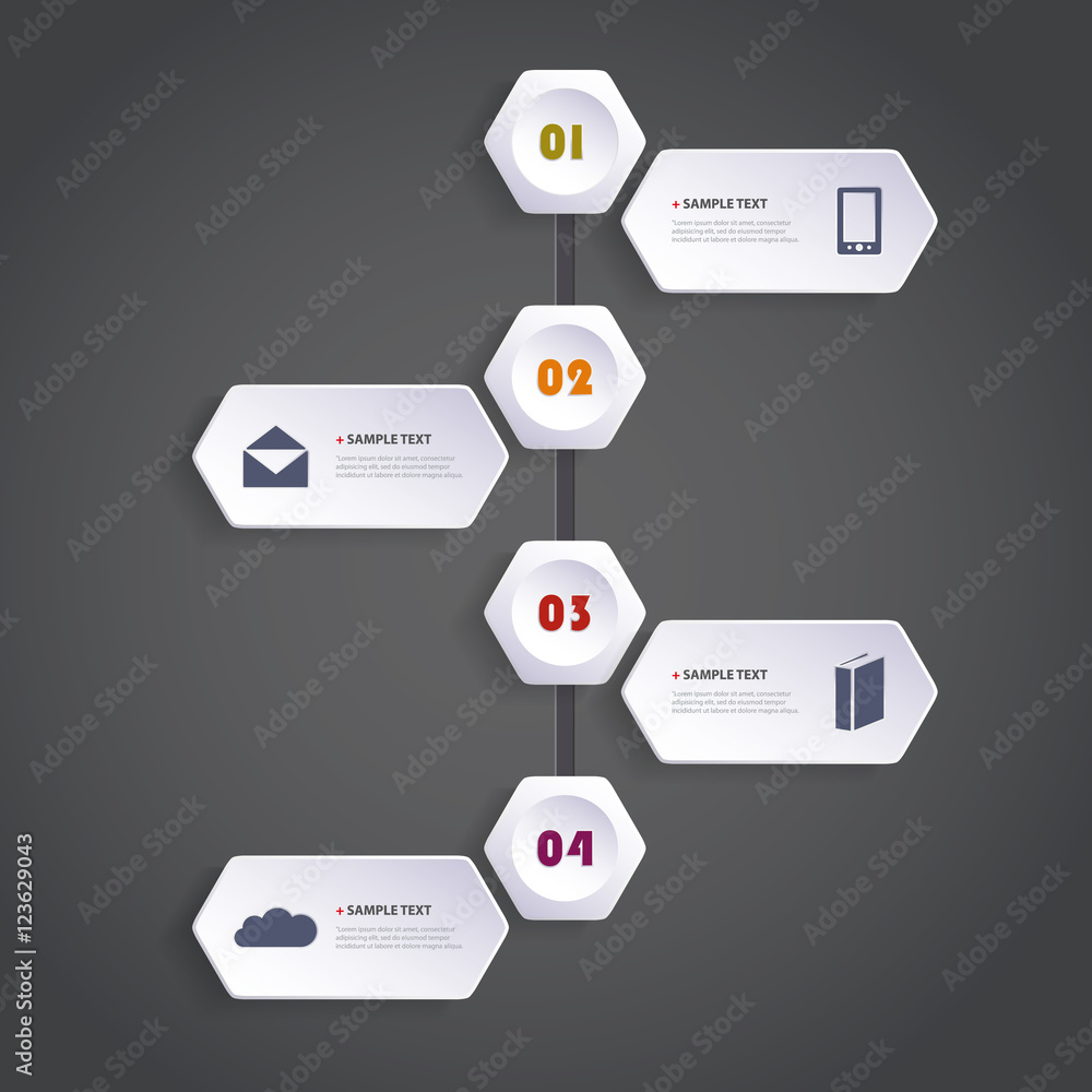 Poster infographic concept with hexagons - flow chart design - timeline