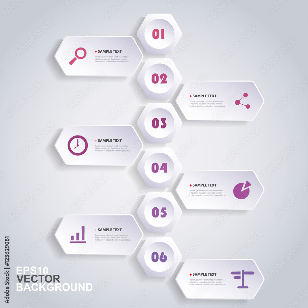 Poster infographic concept with hexagons - flow chart design - timeline