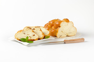 sliced sweet braided bread