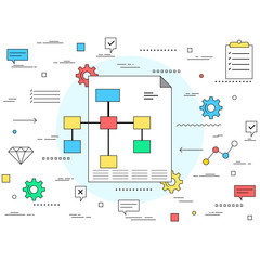 Business plan concept line style illustration