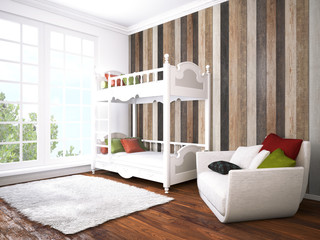 Modern bright interior . 3D rendering