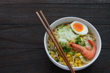Ramen is a Japanese soup dish. It consists of Chinese-style wheat noodles served in a meat- or fish-based broth, often flavored with soy sauce or miso,