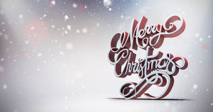 Composite image of three dimensional text of merry christmas in 