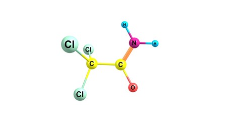 2,2,2-Trichloroethanamide molecular structure isolated on white